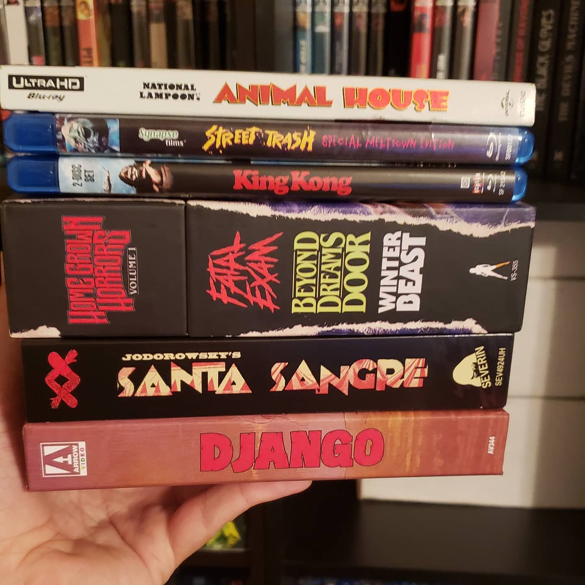Jtmck284's tweet photo. ***MAIL CALL***
Recent Pick-ups from Amazon and @orbitdvd
#django #texasadios #santasangre #fatalexam #beyonddreamsdoor #winterbeast #kingkong1976 #streettrash #animalhouse @ArrowFilmsVideo
@SeverinFilms @VinegarSyndrome @Scream_Factory @synapsefilms #universalpictures https://t.co/Yw7TKEj3hf