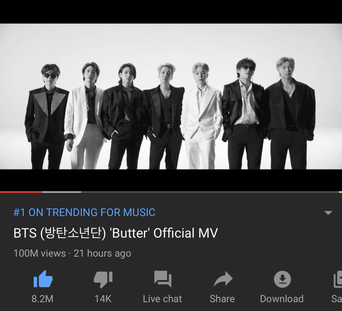BTS_Fantasy7's tweet photo. 100M Views!!!!
#BTS_Butter #BTS #Butter #BUTTER100M @BTS_twt https://t.co/oSAhT8VaPJ