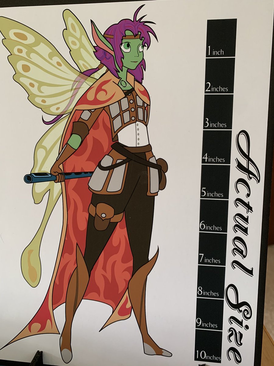 One of my players is playing a pixie bard In our current campaign and came to the table with an “Actual Size” art piece of his character! Love it! #dnd #rpg #tabletop