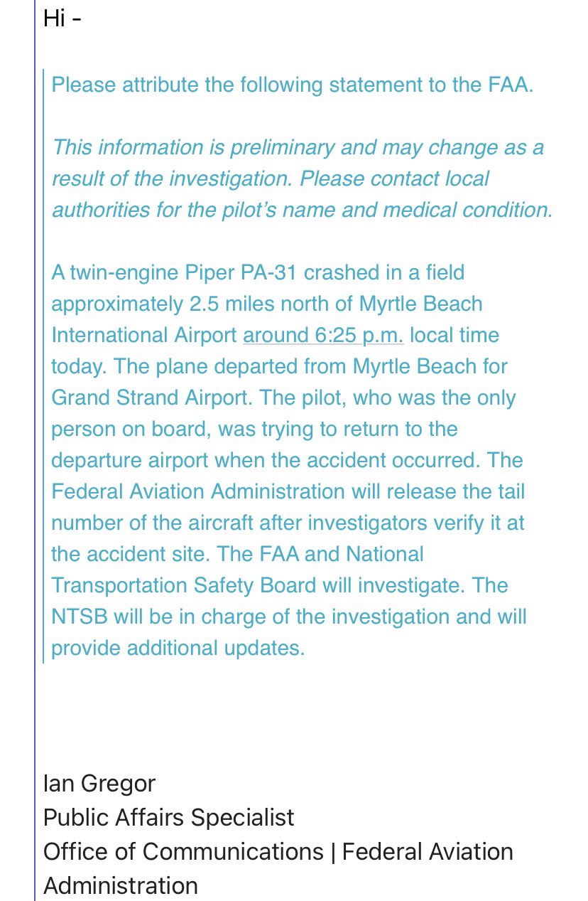 Katherine Phillips WMBF on Twitter: "UPDATE: The FAA says a twin engine
