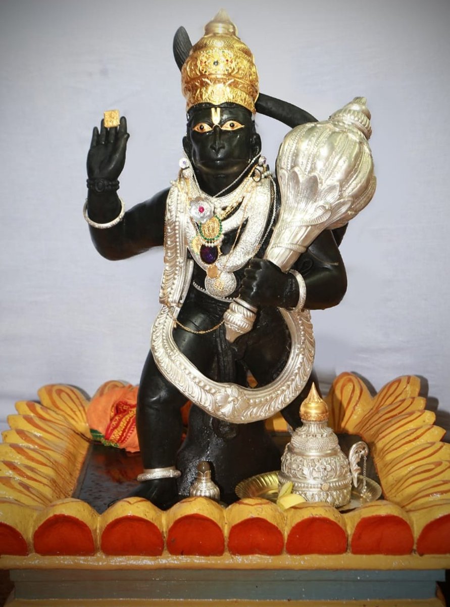 ‘Red’ Hanuman is one who is smeared with sindur (vermilion). Saturn’s (Shani’s) influence may have resulted in His black complexion.
Hanuman is popular as an incarnation of Rudra or as the son of Rudra. 

"श्री हनुमान"
#GodMorningSaturday
#SaturdayMorning
