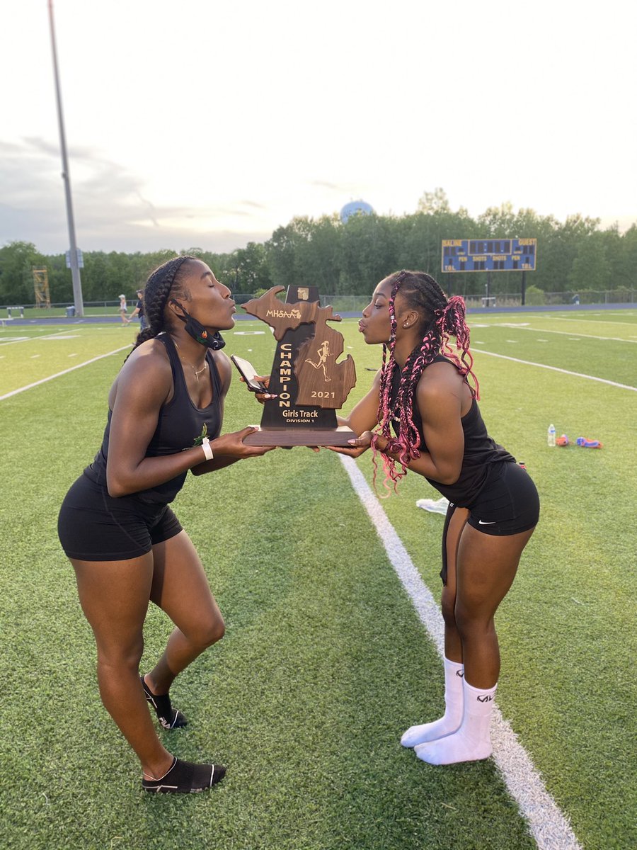 Today was a great day! I set a new personal record in the 100 and 200. I ran a 24.6 in the 200. My 4x1 team ran a 47.4 to break the record on Saline’s track. My 4x4 team ran a new personal best of 3.55.75! I’m so proud of my team. #regionalchamps #onlyasophomore
