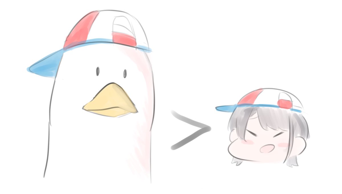 oozora subaru hat 1girl bird baseball cap black hair duck white background  illustration images
