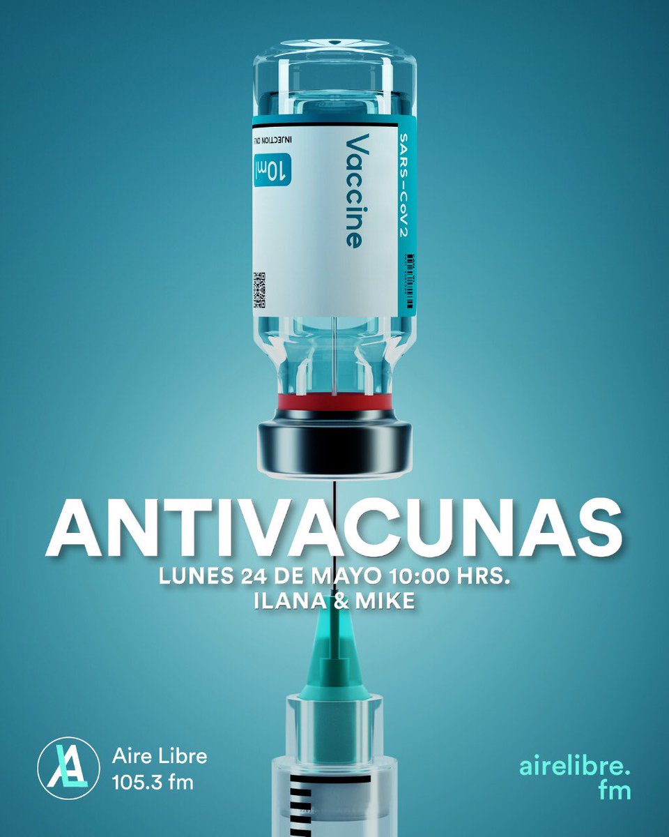 Luego de un año de soñarlas, hay mucha gente que no está dispuesta a ponerse la vacuna. No solo aquí, en todo el mundo. Este lunes: #Antivacunas y los riesgos de esa postura. Con Edda Sciutto y <a href="/alainwho/">Alaín Pinzón</a> con <a href="/ilanasod/">Ilana Sod</a> y un servidor en <a href="/airelibre_fm/">Aire Libre 3.0</a>