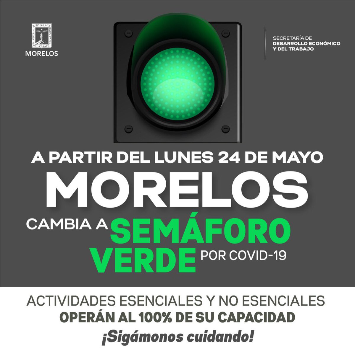 AnaCecilia_Rdz's tweet photo. Con el esfuerzo coordinado entre autoridades, trabajadores, empresas y las familias morelenses, hemos avanzado a semáforo verde.

Sigamos cumpliendo los protocolos de salud para tener una reactivación económica vigorosa y sin retrocesos. https://t.co/QpIBWfpubo