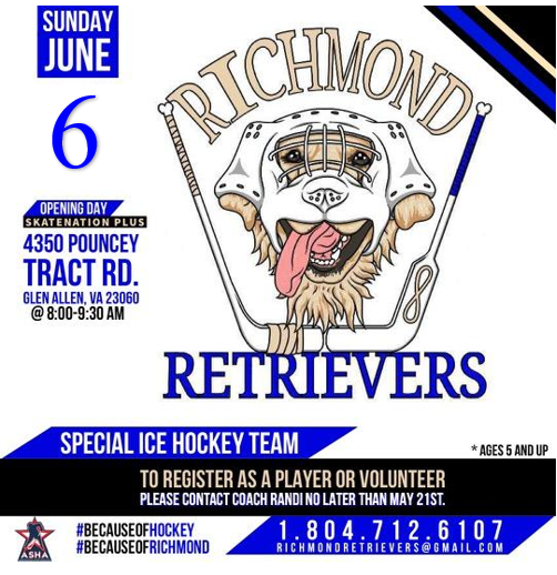R_Retreivers's tweet photo. Come and join us June 6 at our first on ice Skate! #RVA #RVAHockey https://t.co/ns9Iox6N47