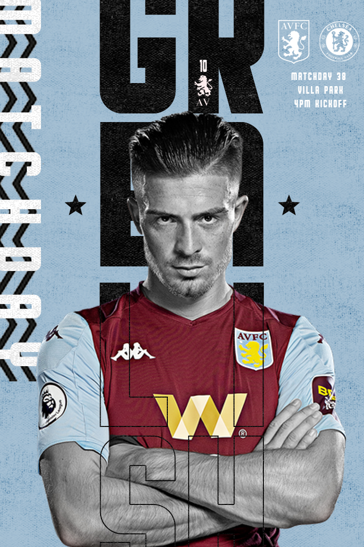 To celebrate the final day of the season here's a matchday poster design for @AFVCOfficial 

Feedback is highly appreciated and any RTS and likes are to :) 

#AVFC <a href="/JackGrealish/">Jack Grealish</a>