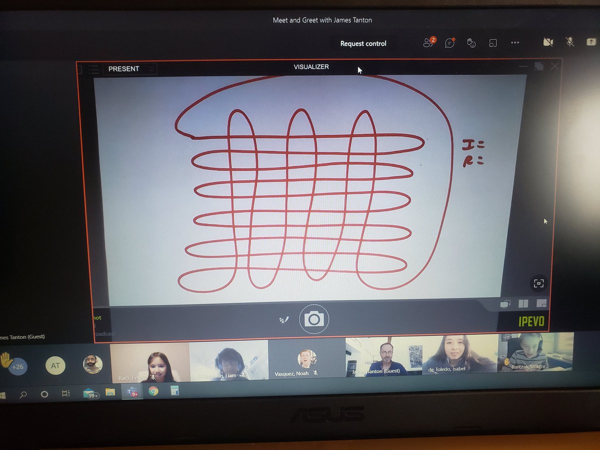 SraHanneman's tweet photo. Fun with @jamestanton. Thank you for being our guest, answering questions and engaging  Ss with a new problem to consider. #ECSDfaithinspires @EdmCathSchools @Mrs_Laf #Maths #onlinelearning https://t.co/0MbAmrKmnC