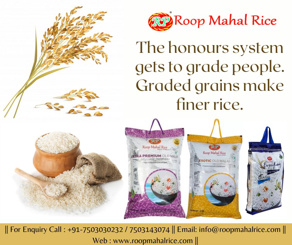 Roop_Mahal_Rice's tweet photo. The honors’ system gets to grade people. Graded grains make finer rice.
Buy Now: https://t.co/TNNZfou8T1
#rice #basmati #food #foodlover #biryani #biryanilover #ricefields #foodtalkindia #ricettetradizionali #ricewater #riceballs #ricepaddy #riceroll #foodprep #ricettesemplici https://t.co/ggp1F9oAdx