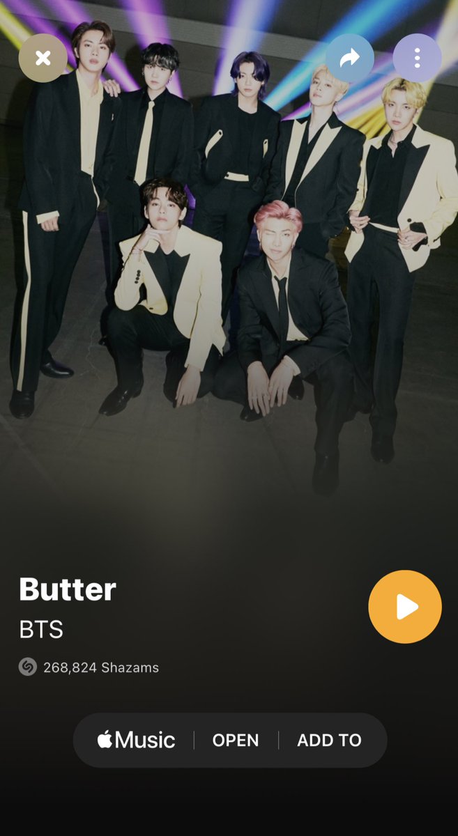 BTSonShazam's tweet photo. .@BTS_twt BUTTER has reached 268K+ Shazams surpassing DYNAMITE’s 24hr record of 258K!!! Let’s keep going! #Roadto300KShazams 🏃‍♀️ 🏃 

BUTTERVOTE OnBBMAs
#BBMAsTopSocial https://t.co/bQkktHwzij