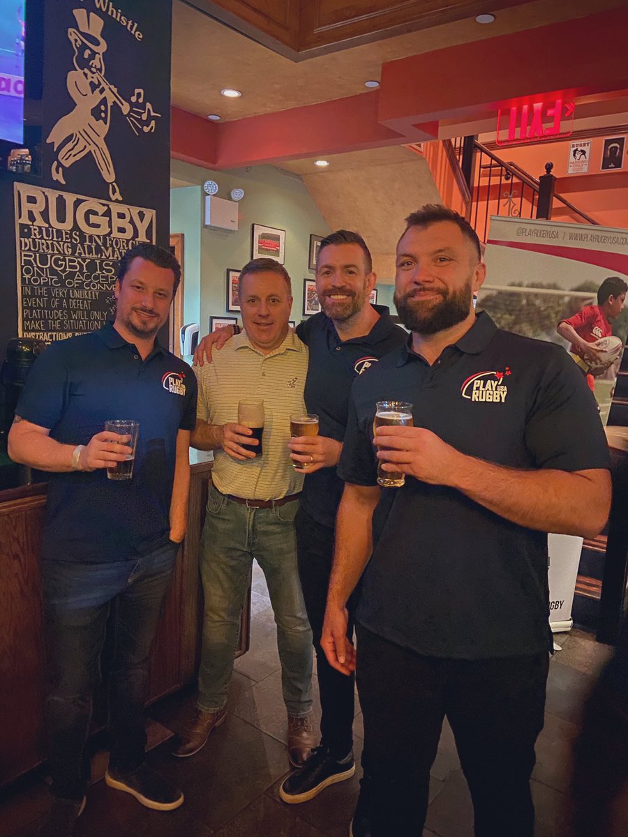 TeamAMHC's tweet photo. A fantastic time was had by everyone both online and in person at the @pignwhistleon36 for @PlayRugbyUSA Hybrid Fundraiser. Shout out to @wilsnape for his innovative leadership and @AlexCorbs for his awesome hosting abilities. https://t.co/k0A5ATqZRe