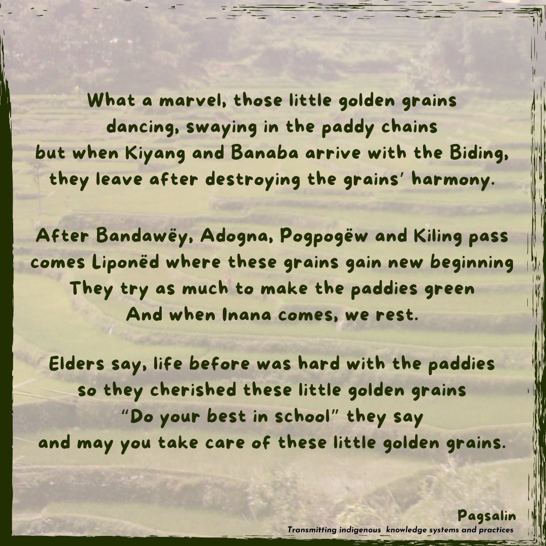 In commemoration of the International Day for Biological Diversity, we are sharing with you a poem about taking care of ancestral lands and cherishing its harvests for the community’s consumption.
#UpholdIndigenousPeoplesRights
#BiologicalDiversity 
philtfip.org/2021/05/22/pay…