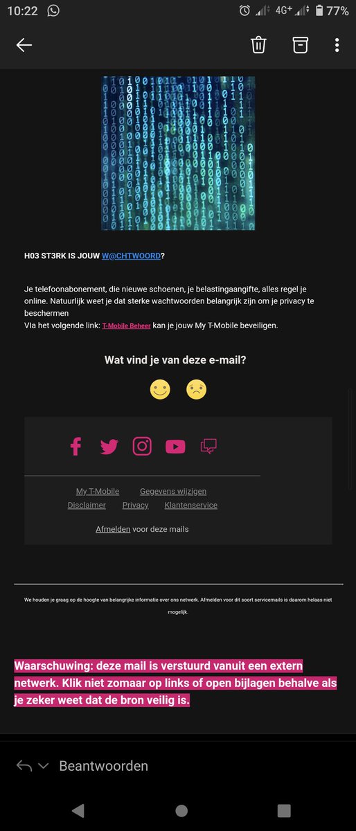 Mooie phising poging uit naam van <a href="/tmobile_webcare/">Webcare</a>, echt lelijk. Ik snap best dat men de mist in gaat (cc <a href="/danielverlaan/">Daniël Verlaan</a> / <a href="/brenno/">Brenno de Winter</a>)
