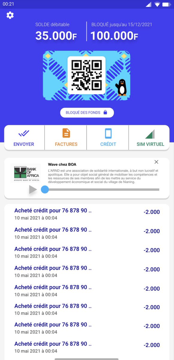jpdioma's tweet photo. J’ai retravaillé l’interface  @WaveSenegal avec 2 propositions folles. Je pense bcp évolution et innovation.
La 1ère : permettre via l’application de bloquer des fonds et de définir une date où cet argent peut être retiré. Les montants bloqués ne dépasseront 6 mois voire 1 an. 👇🏾 https://t.co/QoRelW95yK
