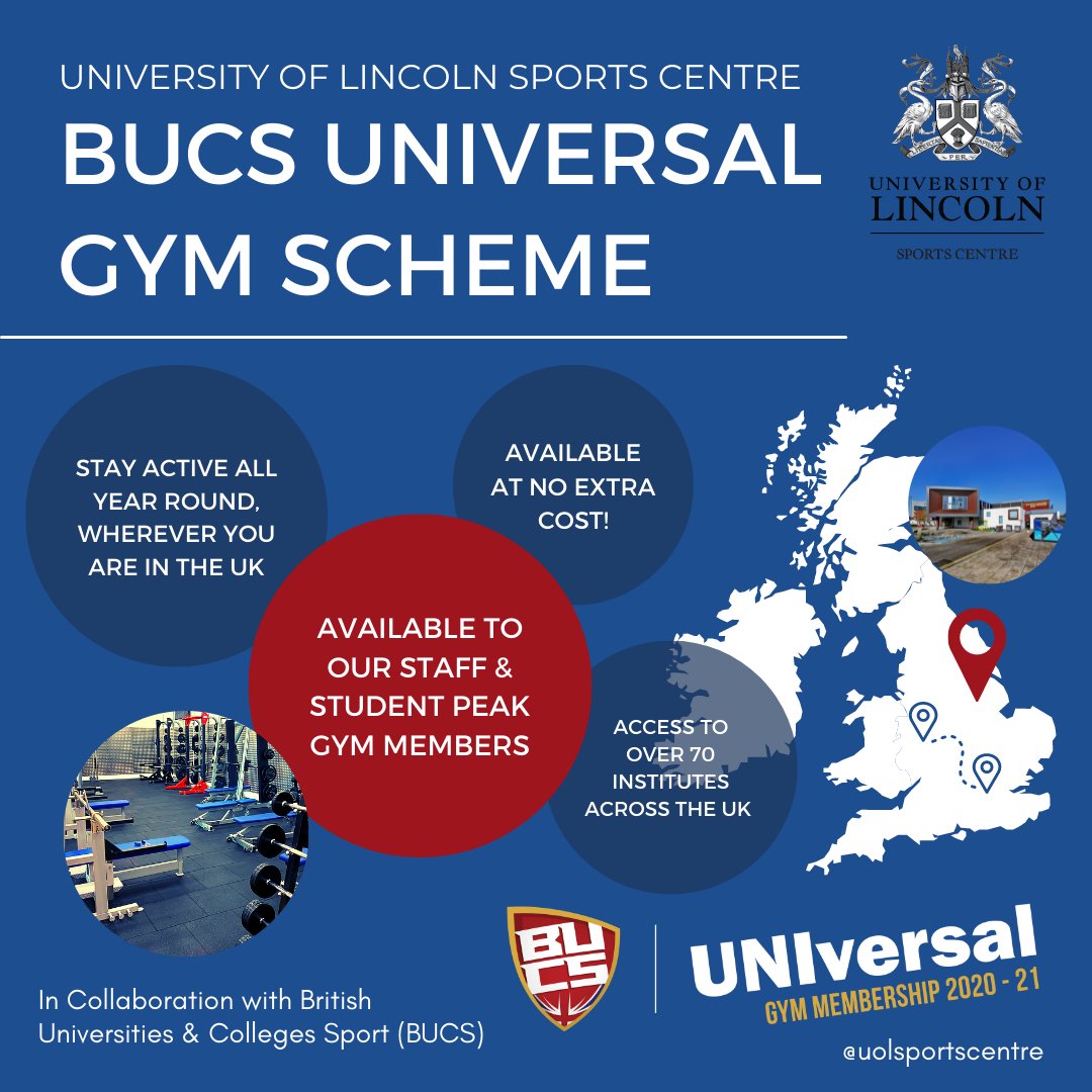 As a staff or student member of a UNIversal gym you have access to multiple gyms around the country. Purchase a monthly, term time or annual peak gym membership with us & receive your BUCS UNIversal membership card, included as standard when you join. Get in touch! @BUCSsport