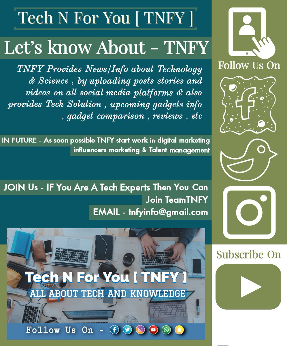 TechNForYou1's tweet image. Let&apos;s know About 👇
Tech N For You [ TNFY ]
--------------------------------------
#technology #tech #SocialMedia #Digital #media #marketing #knowledge