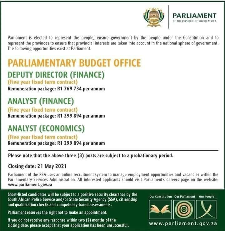 Job Opportunities at Parliament