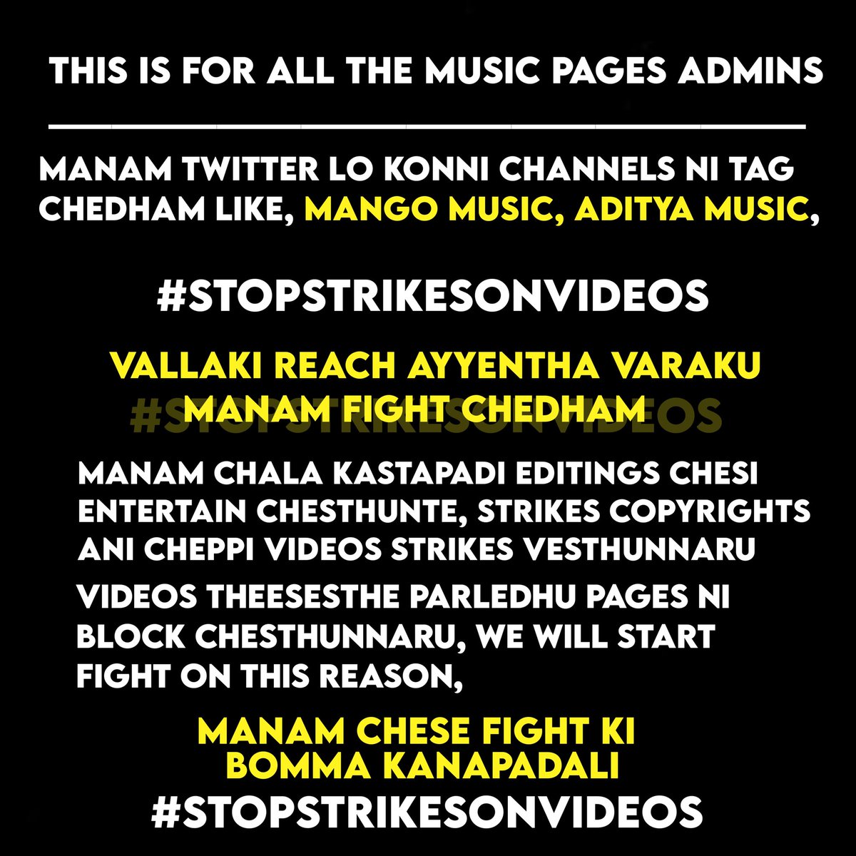 musicalpageadmi's tweet photo. Please focus on this
@adityamusic @MangoMusicLabel 
#stopstrikesonvideos https://t.co/UuoC7yenYV