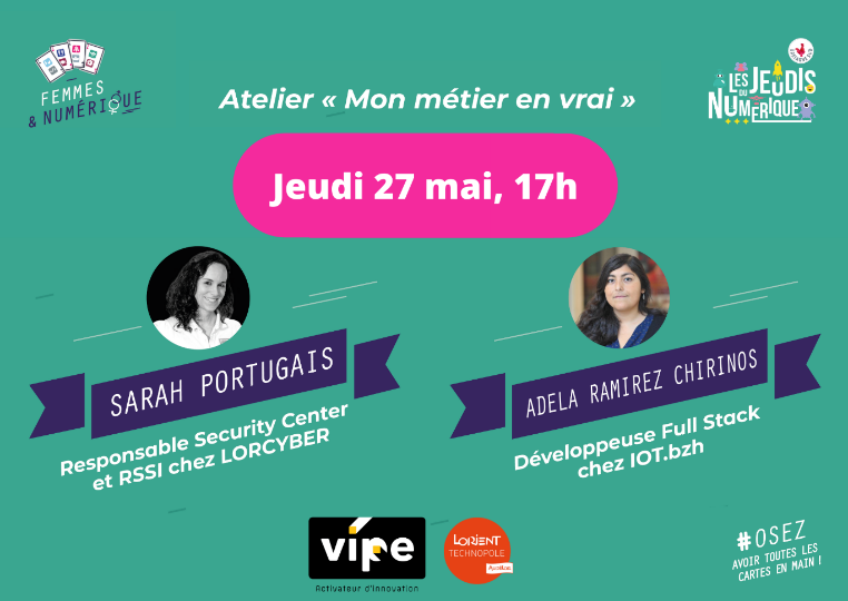 FemNumQuimper's tweet image. Femmes &amp;amp; Numérique, c'est reparti🤩! En partenariat avec @tech_sud @VIPEVANNES et @AUDELOR, assistez au webinaire "Mon métier en vrai" pour découvrir les métiers de #developpeuse et Responsable Cyber !
📅27/05⏰17h - 18h
Inscriptions 👉bit.ly/2PAhJBY