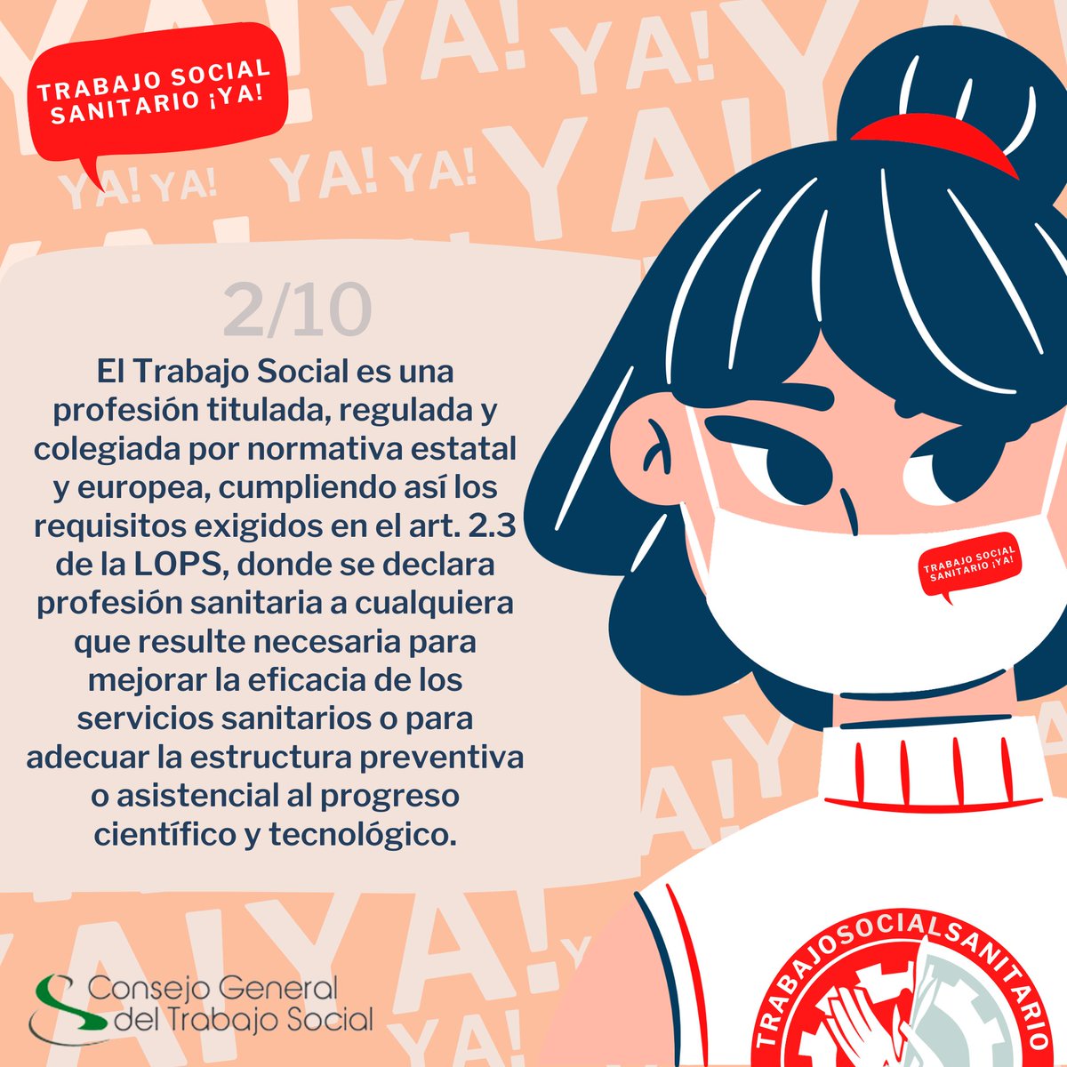 cgtrabajosocial's tweet photo. #TrabajoSocialSanitarioYa | El TS es una profesión regulada que cumple los requisitos de la LOPS, donde se declara profesión sanitaria a aquella necesaria para mejorar los servicios sanitarios. Firma para apoyar este reconocimiento ante el @sanidadgob ➡️ https://t.co/qihxUuQ4gf https://t.co/RdLR9zuOes