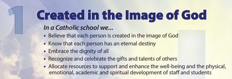Today we celebrate Mark #1 of a Catholic School.  What does this look like in your school?  Share your posts.  #iBelieveinCatholicEd