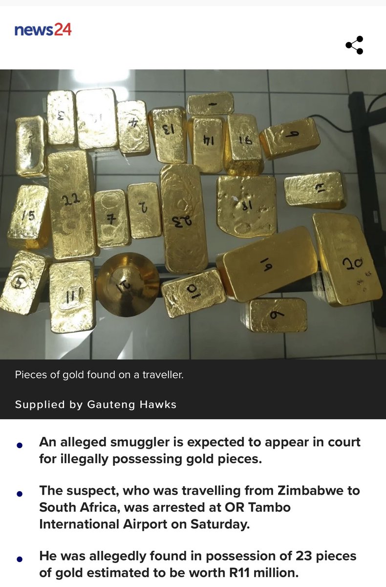 daddyhope's tweet photo. Imagine living in a country where a citizen is persecuted for removing garbage, yet criminals are allowed to smuggle gold through Robert Mugabe Airport!

US$100 million worth of gold is smuggled out of Zimbabwe every month!

Yet our central hospitals only need US$60m annually! https://t.co/WcH4MmKMSC