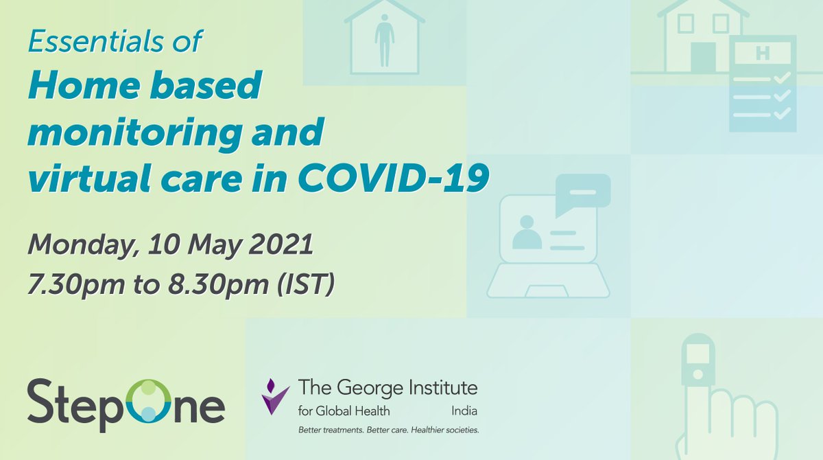 GeorgeInstIN's tweet photo. ⏩We are pleased to bring you a training on "Essentials of Home based monitoring and virtual care in #COVID19 " in partnership with @Projectstepone 

Today | 🗓️10th May 2021 | ⏰7:30 PM - 8: 30 PM IST

Join Us: https://t.co/u5PHY72PHm https://t.co/r4PZIKMKxC