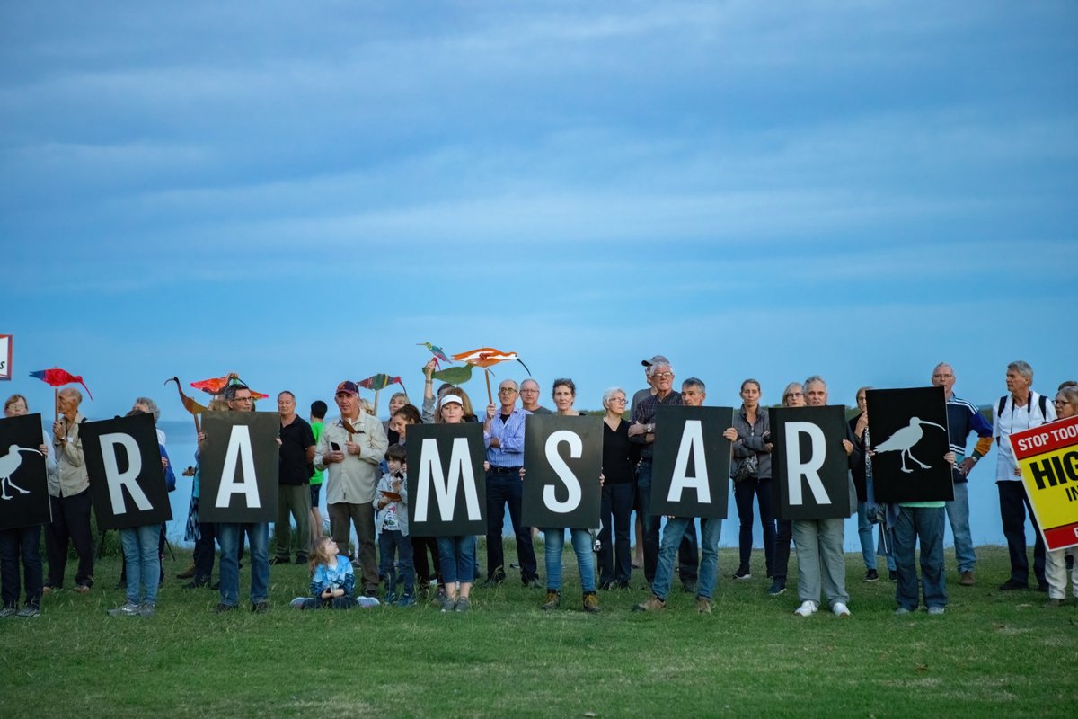 BirdlifeOz's tweet photo. On #WorldMigratoryBirdDay, 100s of people came together to call on Fed Enviro Minister @sussanley to #RespectRamsar and ensure that Walker Corp’s plans for a luxury apartment complex don't proceed on these globally recognised wetlands. https://t.co/9OpTHqzerp #SaveToondah https://t.co/z1n41deL0u