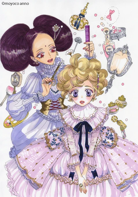 Bon anniversaire🎉
本日5月10日はバニラのバースデー💜
魔界の美容師リュビの魔法で大変身✨

こちらのイラストは、安野モヨコカレンダー2021のために #安野モヨコ が描きおろしました。
#シュガルン #シュガシュガルーン 

スタッフ 