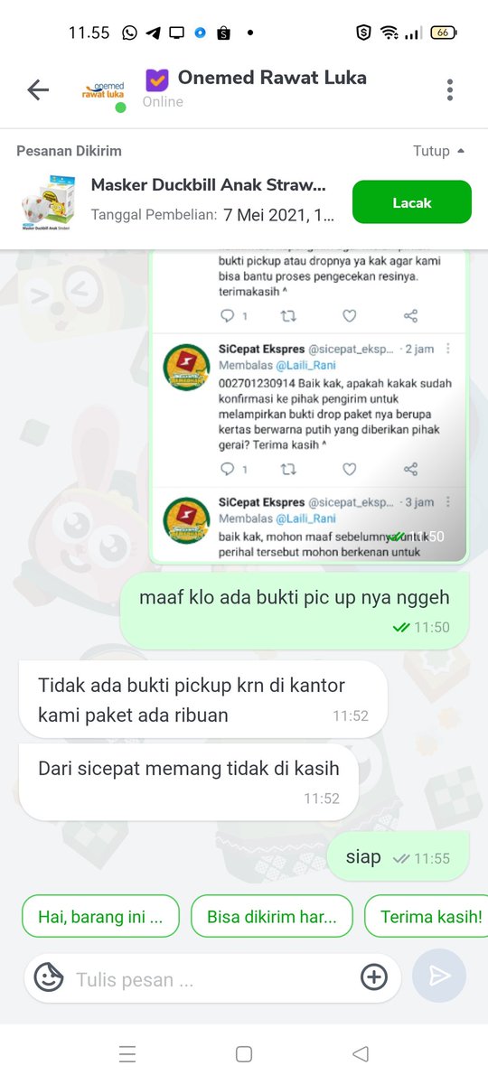 Laili_Rani's tweet photo. @sicepat_ekspres Ini chat dgn penjual... Jdi ini memang official store Onmed, jdi pasti barangnya bnyak. Sy minta tolong dengan sangat paket sy di proses segera https://t.co/pRK9ZYjM8Z