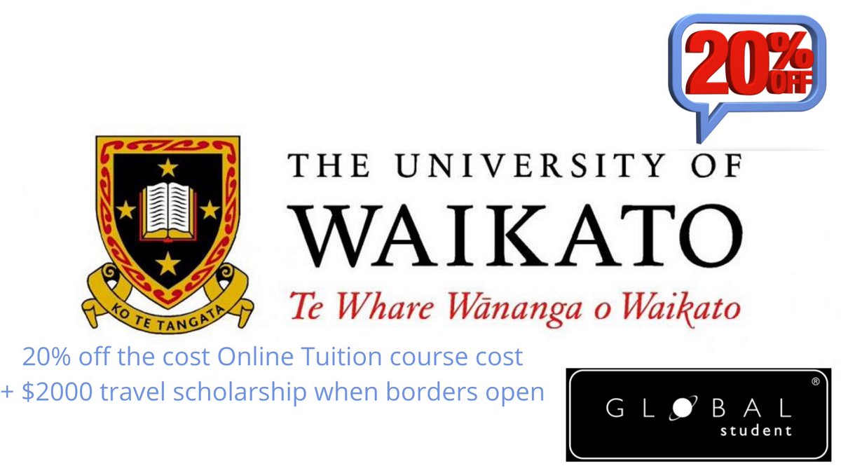 GlobalStudentEn's tweet photo. Good news.. great discounts at University of Waikato in New Zealand. Contact us for more info or to apply #newzealand #discount #university #study https://t.co/YWJvQkkiKy