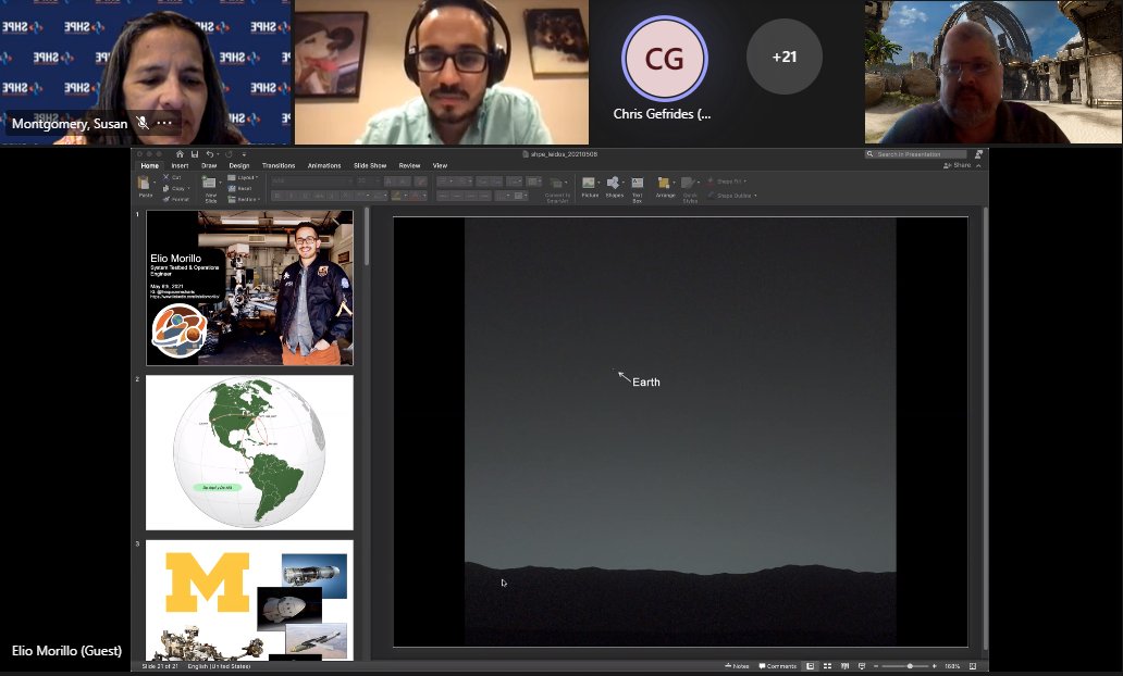 SHPETBAC's tweet photo. Elio Morillo's event was a total success!  Elio provided great information and answered many questions related to Mars project.  

Missed? you can view the video at https://t.co/Msh8HGaBwa https://t.co/mBuDJTyvyS