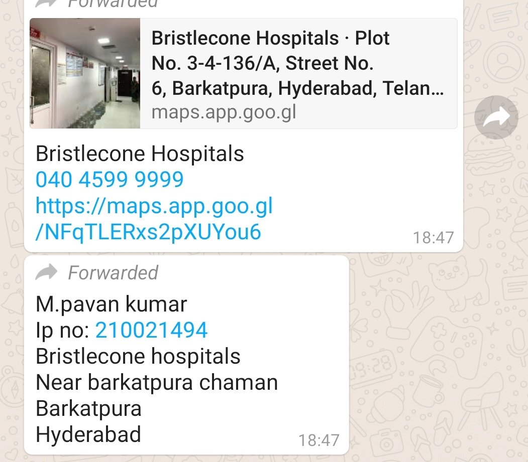 Help!    help!    help!
Dr sir
     My brother in serious condition due to covid almost80% infected.daily cost for treatment is 1.2 lack so please help as your possible.
Phone pe or G pay to 9121611982 or account number
M.Shravan Kumar
A/c:6017815424
IFSC:code:IDIB000C135
Chintal