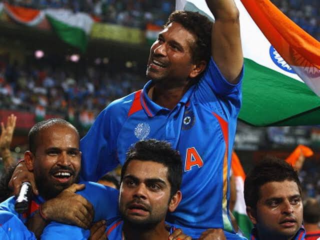 Highest run scorers for India in 2011 wc Sachin : 482Gambhir : 393Sehwag : 380Kohli : 282 Kohli scored 1 100 and two 50’s in his first Wc