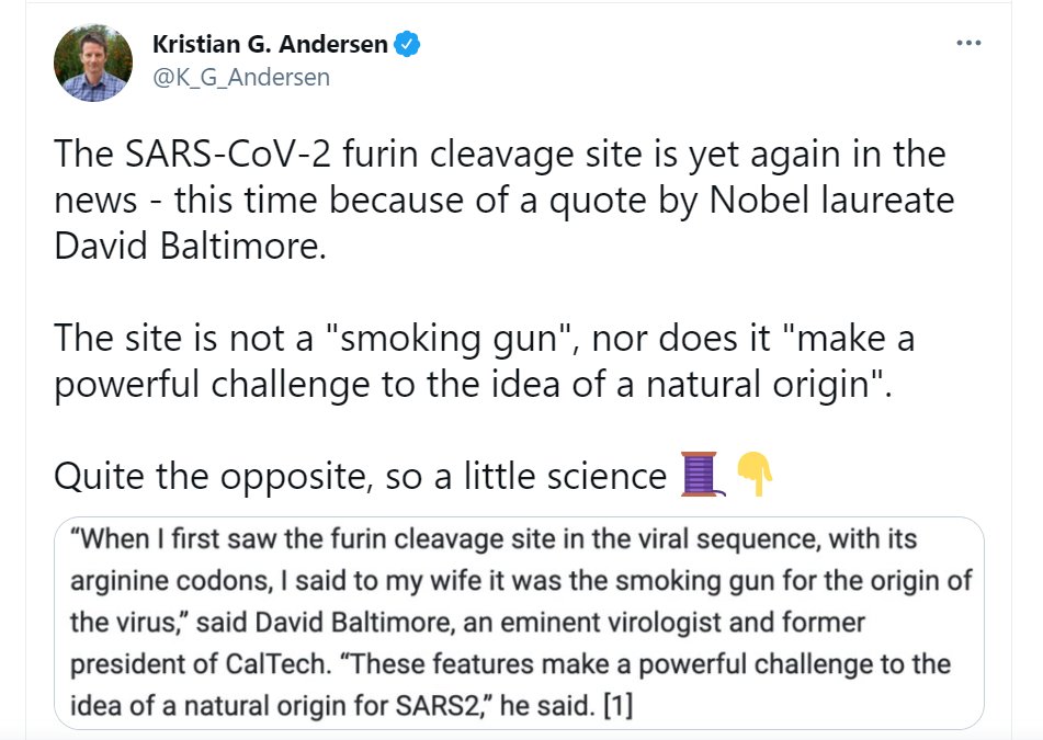 I am not a virologist, or for that matter from a genetic background.. But this is not a very great thread by Andersen on the FCS https://twitter.com/K_G_Andersen/status/1391507230848032772