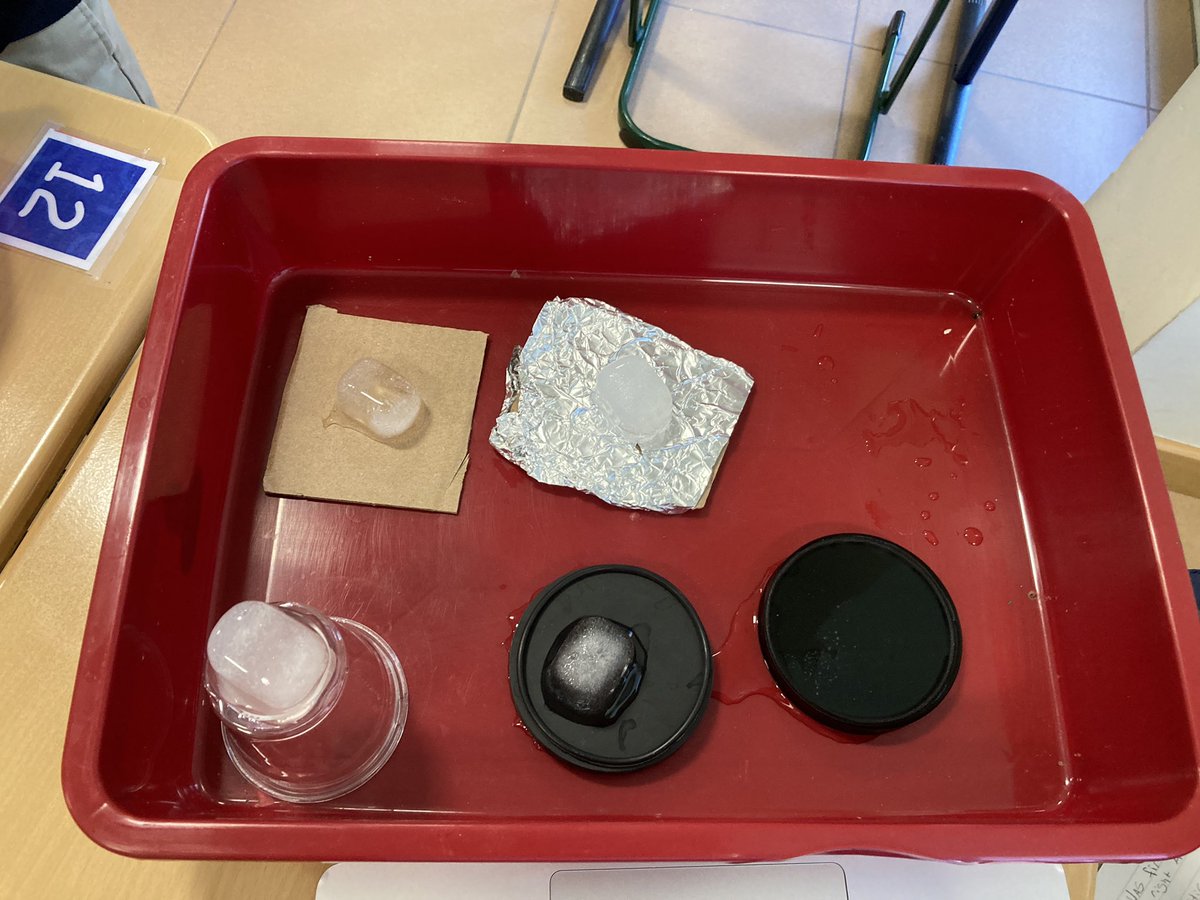 rdavisteaches's tweet photo. Expanding on @FlinnScientific’s #icemeltingblocks phenomenon to see how various materials affect the melting rate of ice. This will help #sci6ASD Ss figure out the best materials to use in our year end  #icecream #insulation challenge. #engineeringdesign #ngss #ngsschat #scitlap https://t.co/W0YEUWurOB