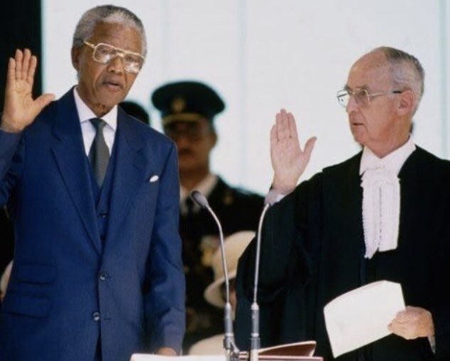 christobrand60's tweet photo. On this day, 10 May 1994, Nelson Mandela was inaugurated as our first democratically elected President. My prisoner had become my President. The years of fighting for his freedom were over. But his long walk to freedom still continued. @NelsonMandela https://t.co/Ji0hPPvhn2