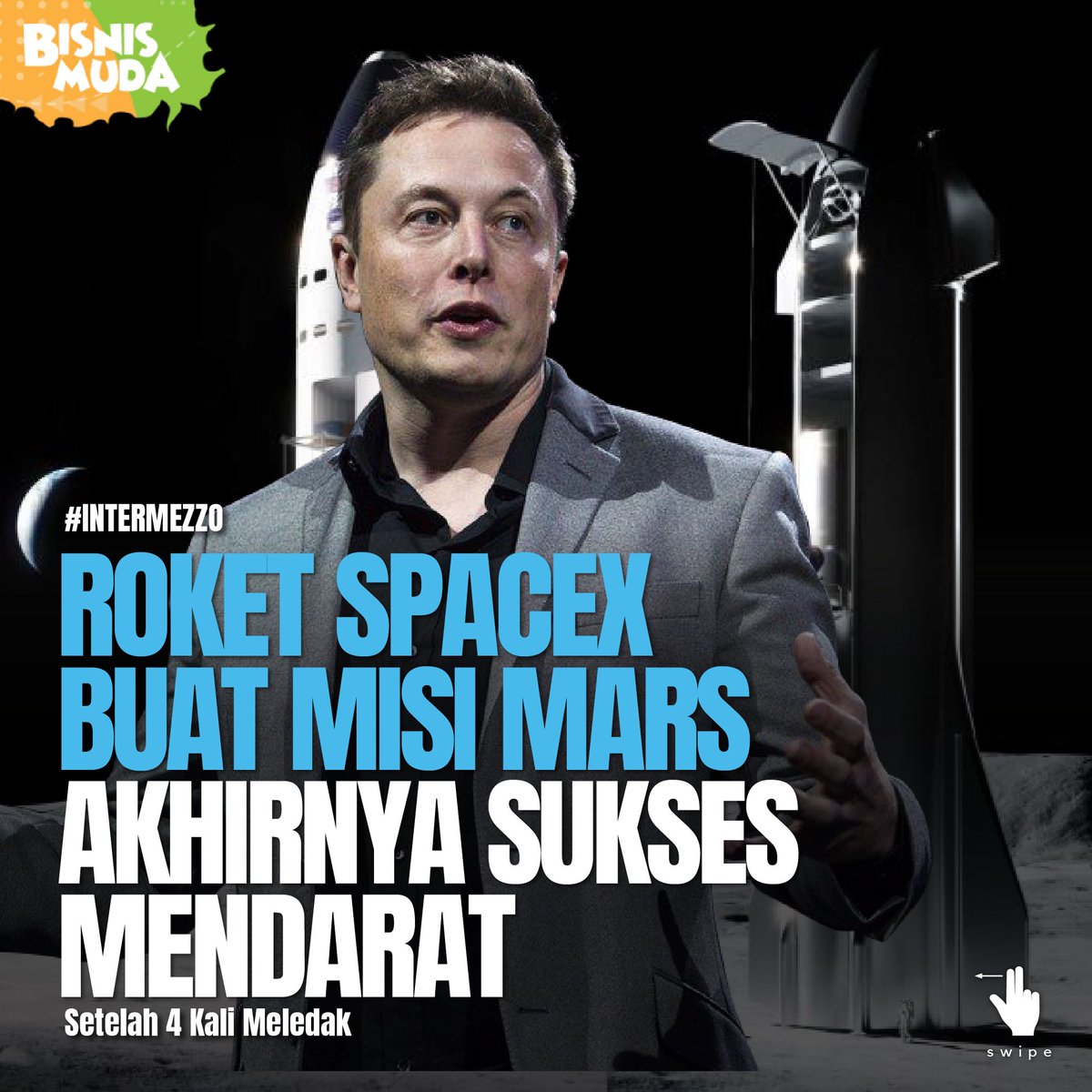 Bisnismudaid's tweet photo. Sebuah Thread
.
.
.
Roket SpaceX Buat Misi Mars Akhirnya Sukses Mendarat Setelah 4x Meledak
#threadbisnismuda #elonmusk #spacex https://t.co/umPUlPt0bi