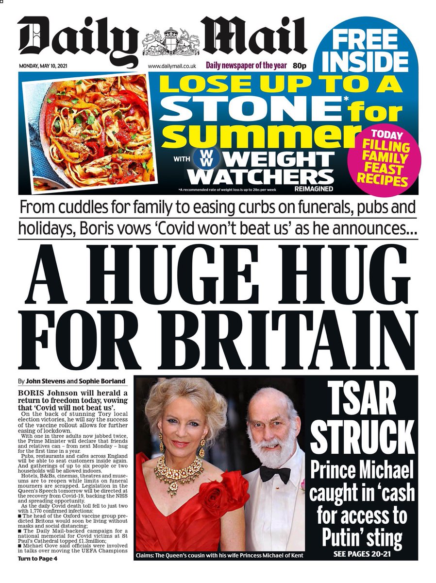 The lifting of a hugging ban that literally does not exist is on every single *front page* today, and is also a topic of conversation on BBC  #r4today...