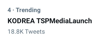 TRENDS UPDATE 

Still trending at Fourth Spot nationwide with Eighteen thousand tweet counts and still counting! 

KODREA TSPMediaLaunch