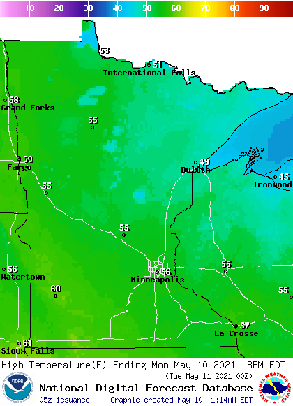 Good Morning SE Minnesota!

It is #Monday unfortunately but we'll at least suffer in pretty mild mostly unotable #Weather across the entire state with clouds and highs in the 50s.

You'll have to go to #Duluth for any chance of #rain showers.

#MNwx #RochMN #Minneapolis #Fargo https://t.co/cdLhrAU4Fa