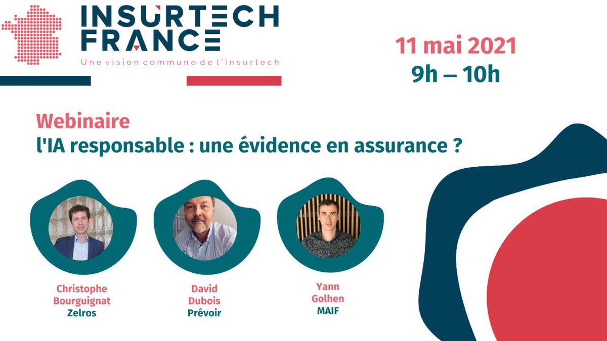 📢 J-1 Une IA responsable ? 
Un élément clé en assurance...

▶️ RV demain le 11 mai à 9h pour un webinaire dédié avec <a href="/chris_bour/">Christophe Bourguignat</a> de @ZelrosAI <a href="/DDubois75/">David Dubois</a> de <a href="/GroupePrevoir/">Groupe Prévoir</a>  
<a href="/GolhenY/">Golhen Yann</a> de <a href="/MAIF/">MAIF</a> 🔝🔜

Pour participer :  lnkd.in/dEDagpk

#IA #Insurtech #data