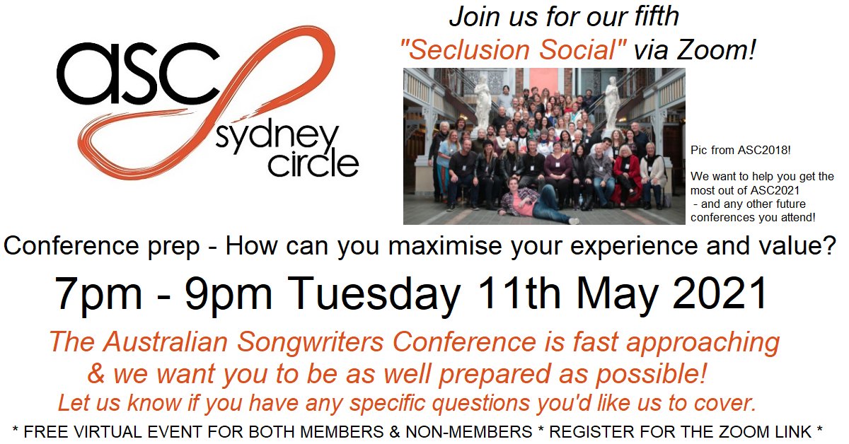 ASCSydneyCircle's tweet photo. The #ASCSydneyCircle volunteer planning team just had a zoom meeting to prep for tomorrow night's Seclusion Social - which is itself all about conference prep!  

Registrations are still open for this free event: https://t.co/T8kkMg7USO

https://t.co/yY5fMbZYV2 https://t.co/JOmn3Rm6eC