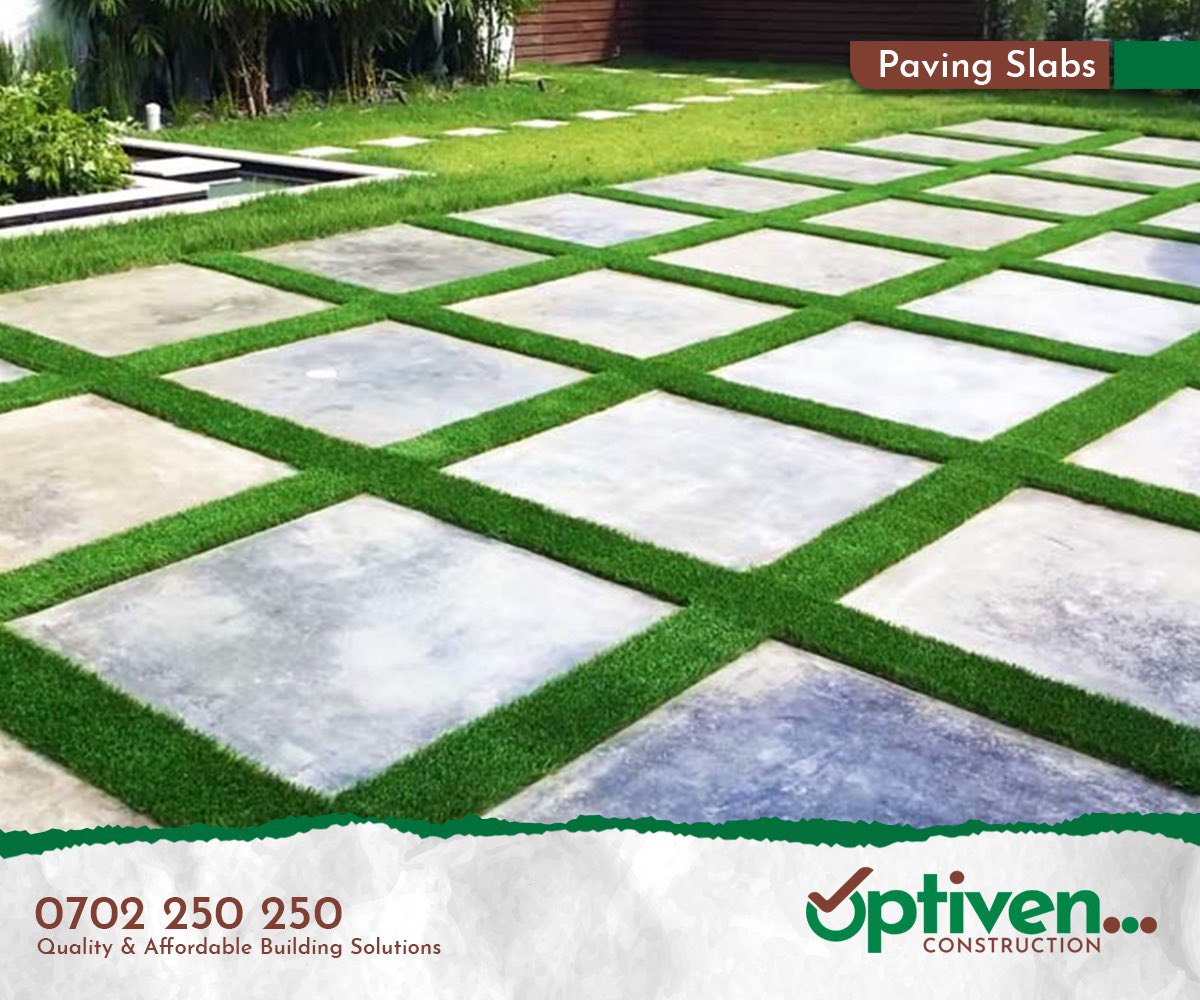 constructionopt's tweet photo. Your backyard and business pavements don’t have to look “normal”. You can add aesthetic to your pavements by aligning your paving slabs uniquely. 

Optiven Construction manufactures high quality paving slabs. They are made of the right materials guaranteeing you durability. https://t.co/6NjDiUufQA