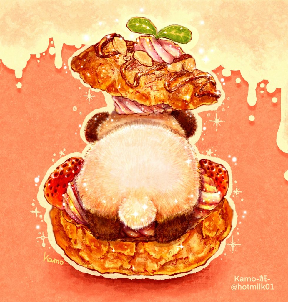 子パンダ盛りシュークリーム パンダ Procreate Illustr Kamo 食べ物 動物ｲﾗｽﾄ のイラスト