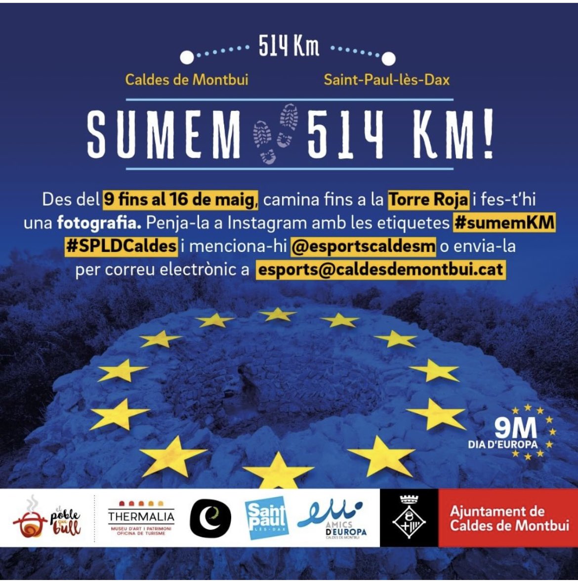 nuriacarne's tweet photo. Entre tots els que ho compartim a @EsportsCaldesM o esport@caldesdemontbui.cat anirem sumant els km. Les etiquetes són⬇️
#sumemKM #SPLDCaldes 
Km per sumar al repte: 
4,37kmx2 persones= 8,74km
#regidoriaEuropaProjeccióExterior #RegidoriaEsports #agermanaments https://t.co/vmAotfQef4