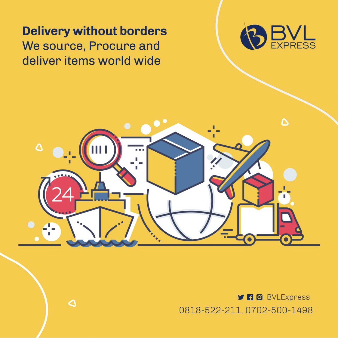 BvlExpress's tweet image. Thinking of getting some items and having them delivered but not sure how to go about it?
Stress no further, BVL express is your safe and reliable logistics partner. 

We can help sort out sourcing as well as delivering, within and outside the country.
