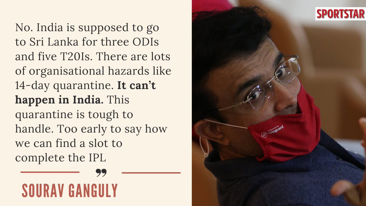 1. After a massive spike in  #COVID19 cases in the country and a number of cases within the league's bio-bubble brought it to a screeching halt, can  #IPL2021   realistically resume in India?No, says  #Ganguly. Read the full interview here   http://bit.ly/3ev9m4e   #BCCI