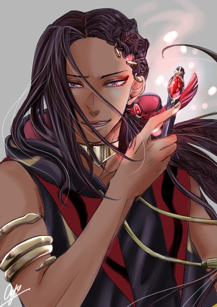 male focus 1boy dark-skinned male long hair dark skin braid solo  illustration images