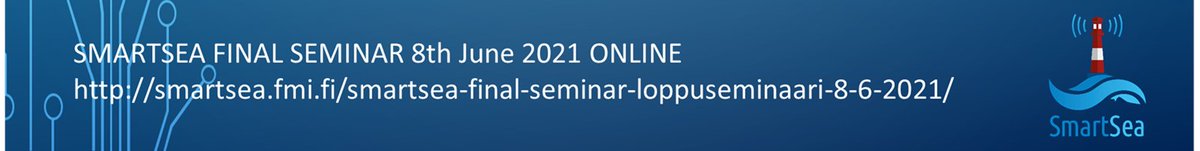 merikallas's tweet image. Save the date! @SmartSeaProject final seminar / loppuseminaari 8.6.2021. More info / lisätietoa: smartsea.fmi.fi/smartsea-final… #BlueGrowth #MSP #merialuesuunnittelu #Itämeri @LukeFinland @FMI_Marine @SYKEinfo @VTTFinland @GTK_FI @helsinkiuni